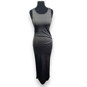 Tehen Dark Gray Semi Sheer Slinky Dress